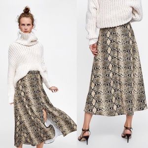 NWT Zara snake print midi skirt